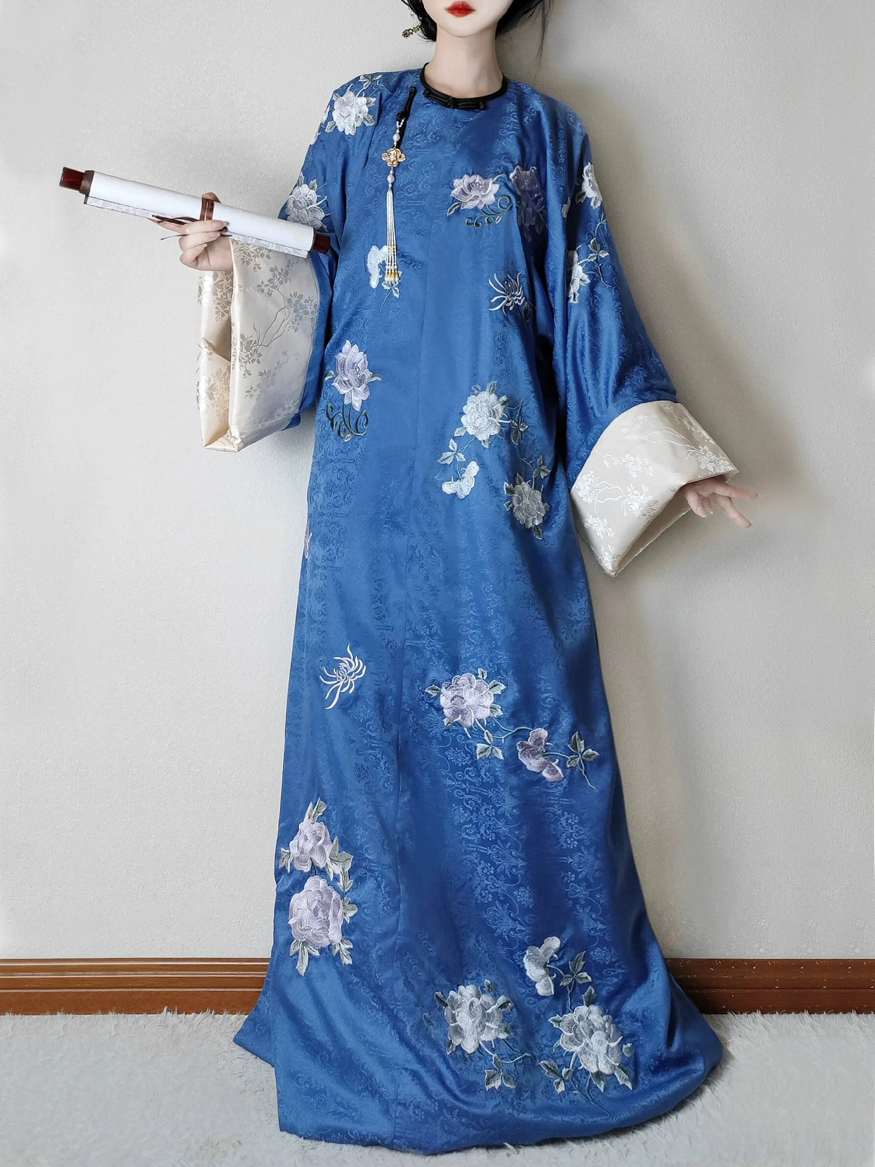 Hua Pao 花袍 Floral Robe Qing Dynasty Qiapao Night Robe