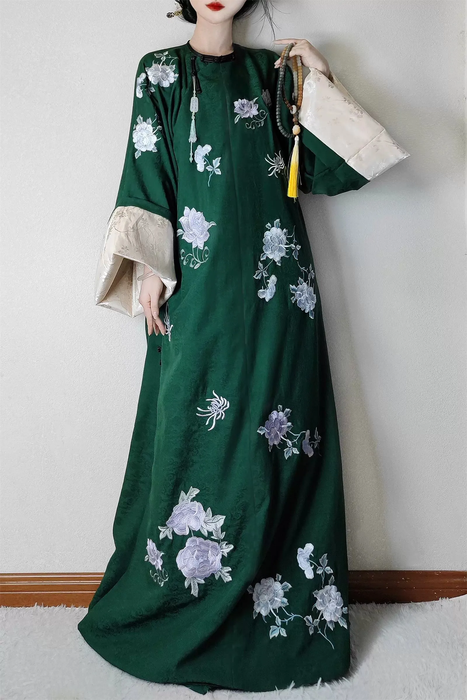 Hua Pao 花袍 Floral Robe Qing Dynasty Qiapao Night Robe