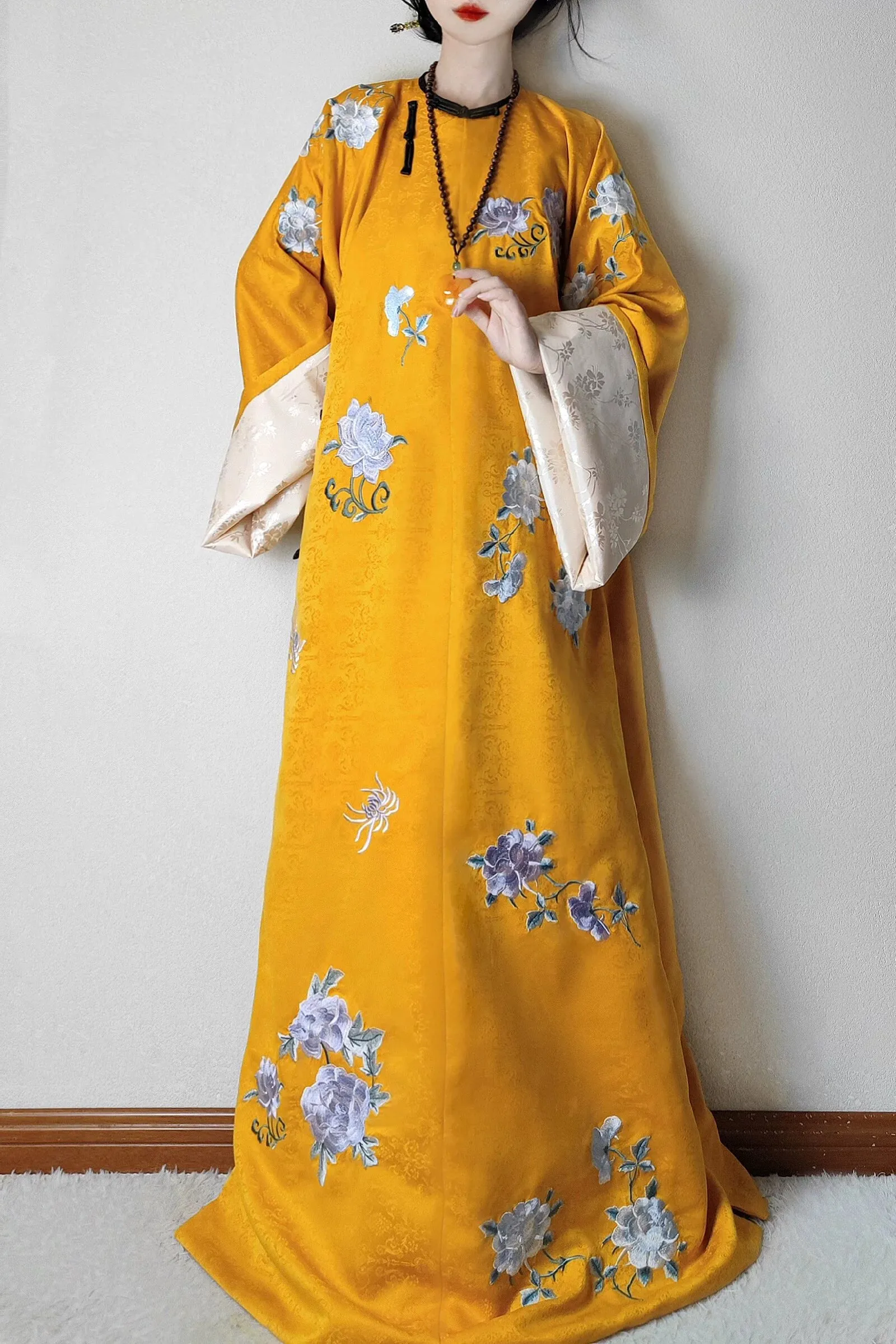 Hua Pao 花袍 Floral Robe Qing Dynasty Qiapao Night Robe