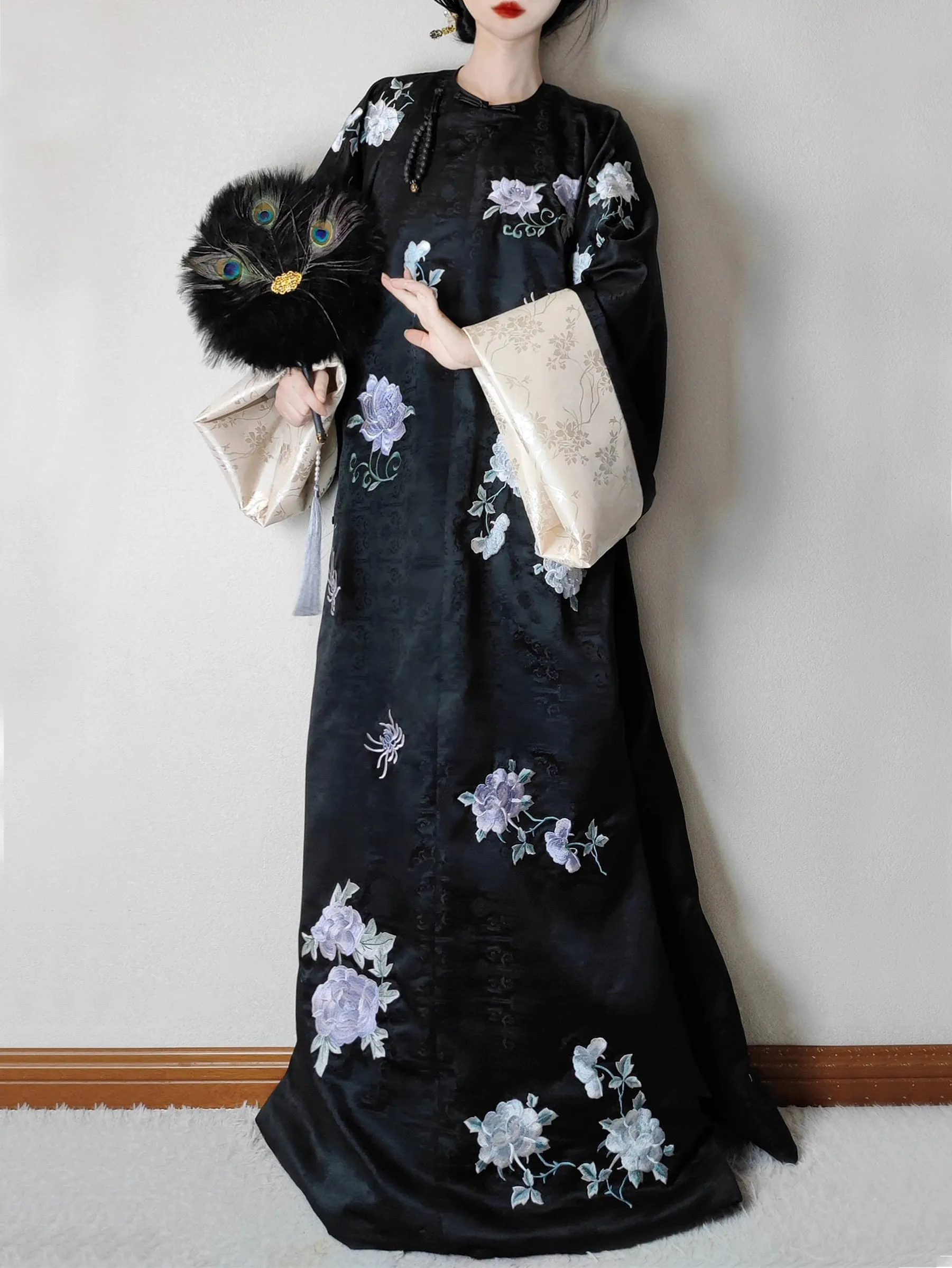 Hua Pao 花袍 Floral Robe Qing Dynasty Qiapao Night Robe