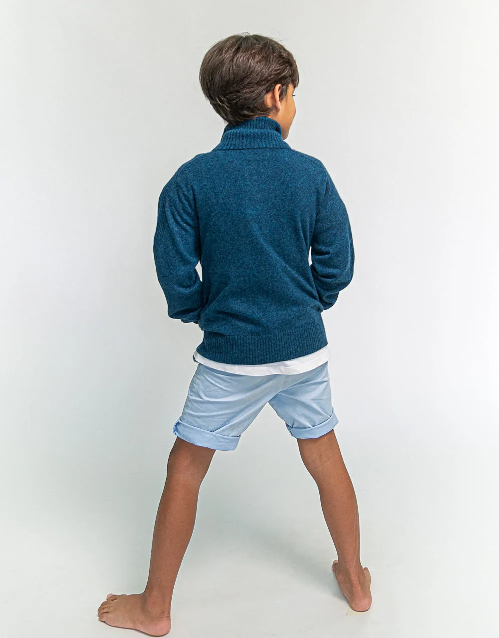 Hugo Jacket Boys Zip-Up Cashmere Jacket in Atlantic