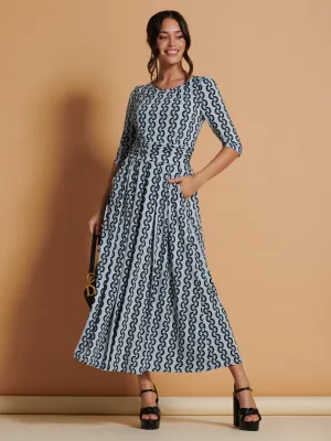 Jolie Moi Cierra 3/4 Sleeve Maxi Dress, Light Blue