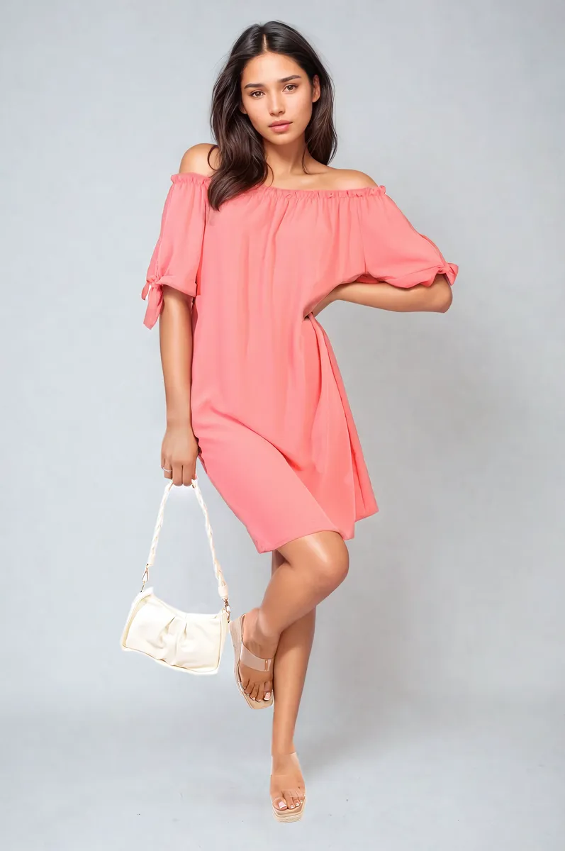 Knot Cuff Off Shoulder Mini Dress