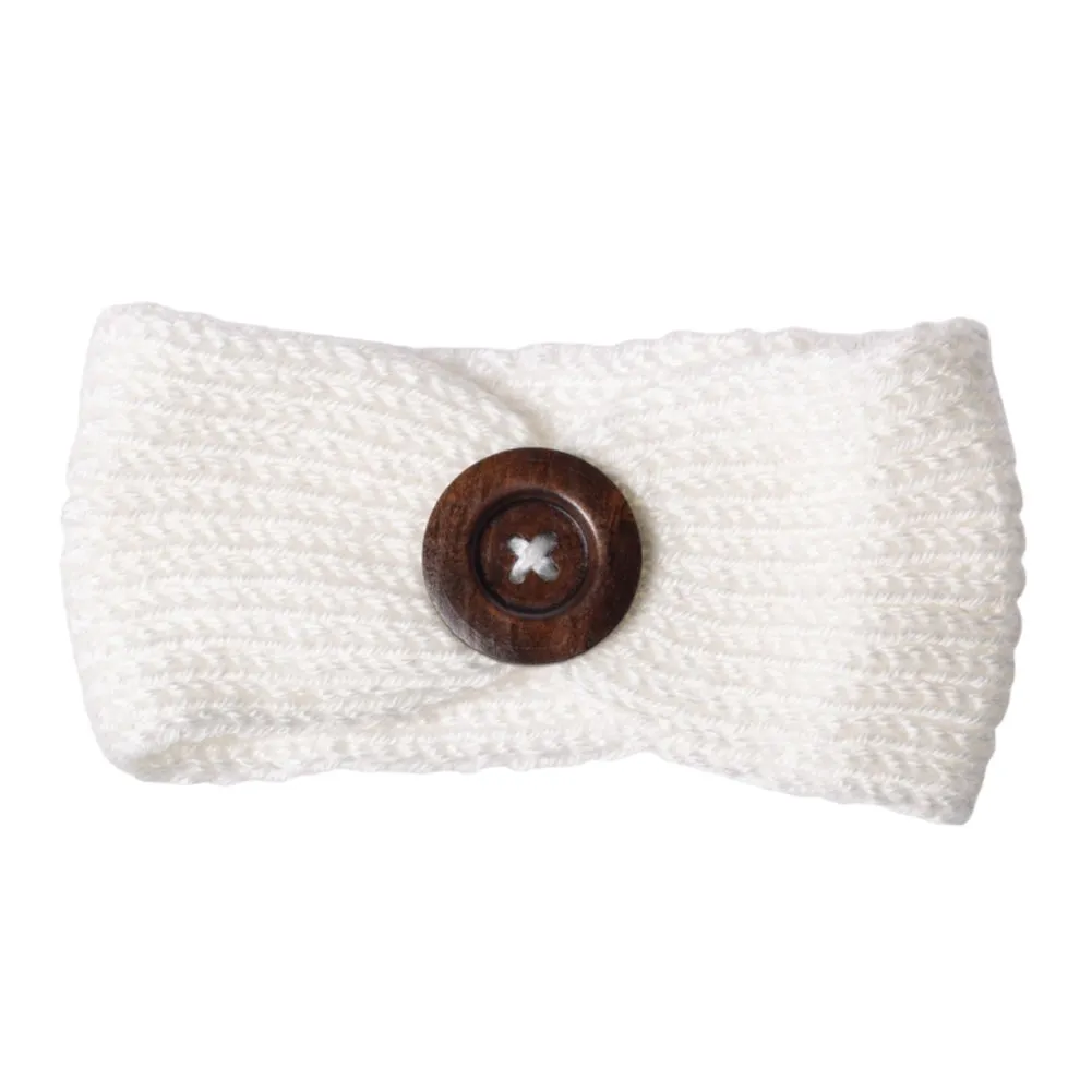 Lox Lion Knitted Buttoned Headband - White