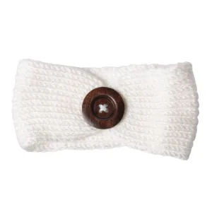 Lox Lion Knitted Buttoned Headband - White