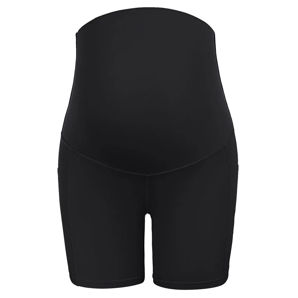 Maacie Women Maternity Ultra Stretchy Yoga Shorts High Waist Flat-Lock Shorts