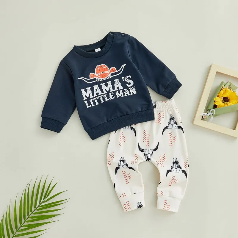 Mamas Boy Urban Toddler - Rams Head Long Sleeve Sweatshirt Tops Pant Set