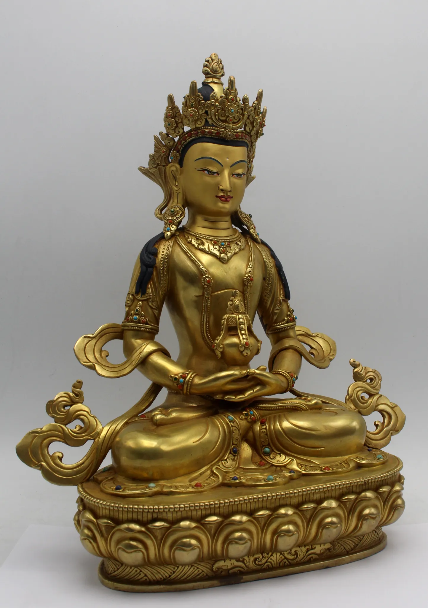 Masterpiece 24 K Gold Aparmitta 14"H Sculpture Buddhist Deity