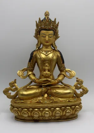 Masterpiece 24 K Gold Aparmitta 14"H Sculpture Buddhist Deity