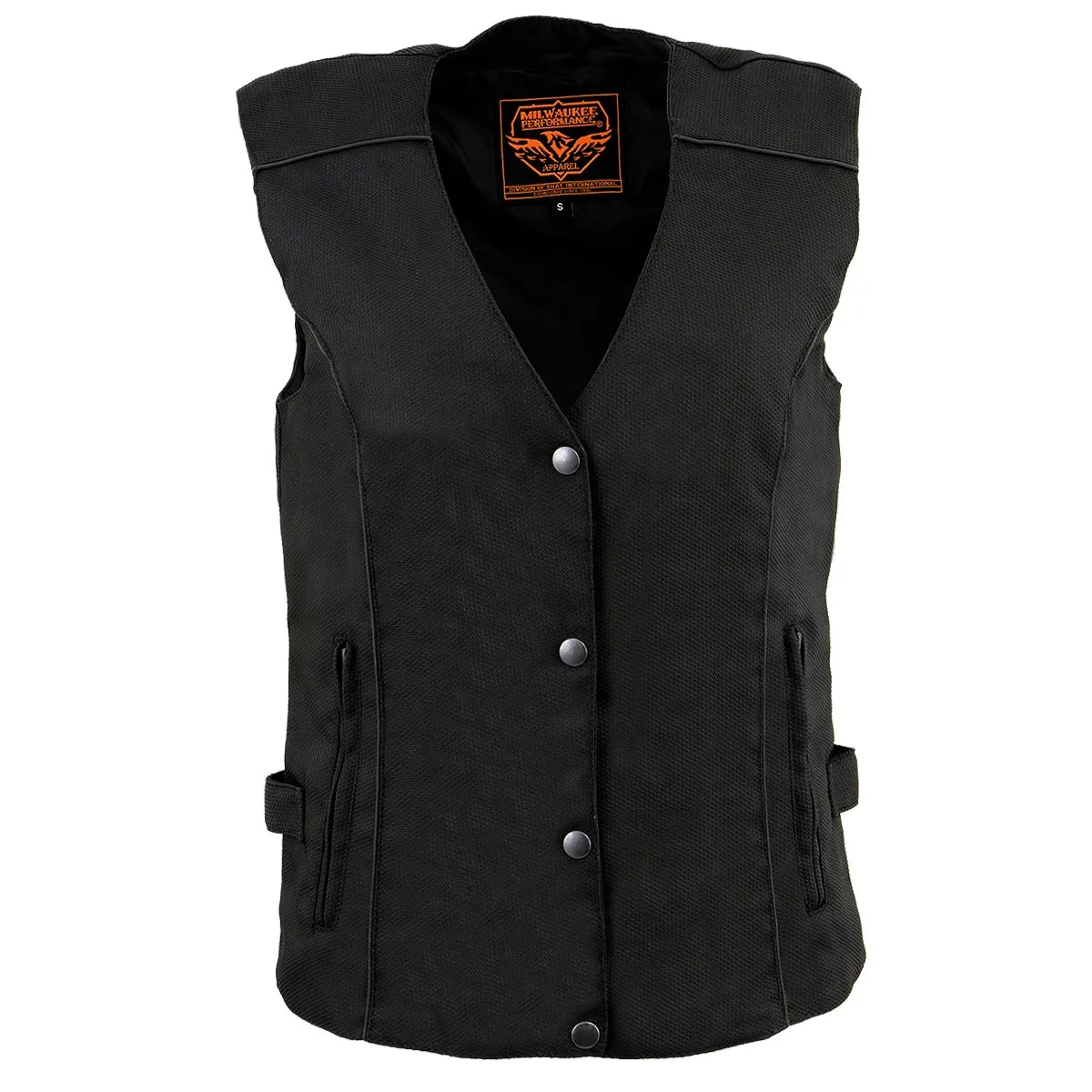 Milwaukee Leather SH1955 Ladies Black and Purple Textile Vest with Wing Embroidery