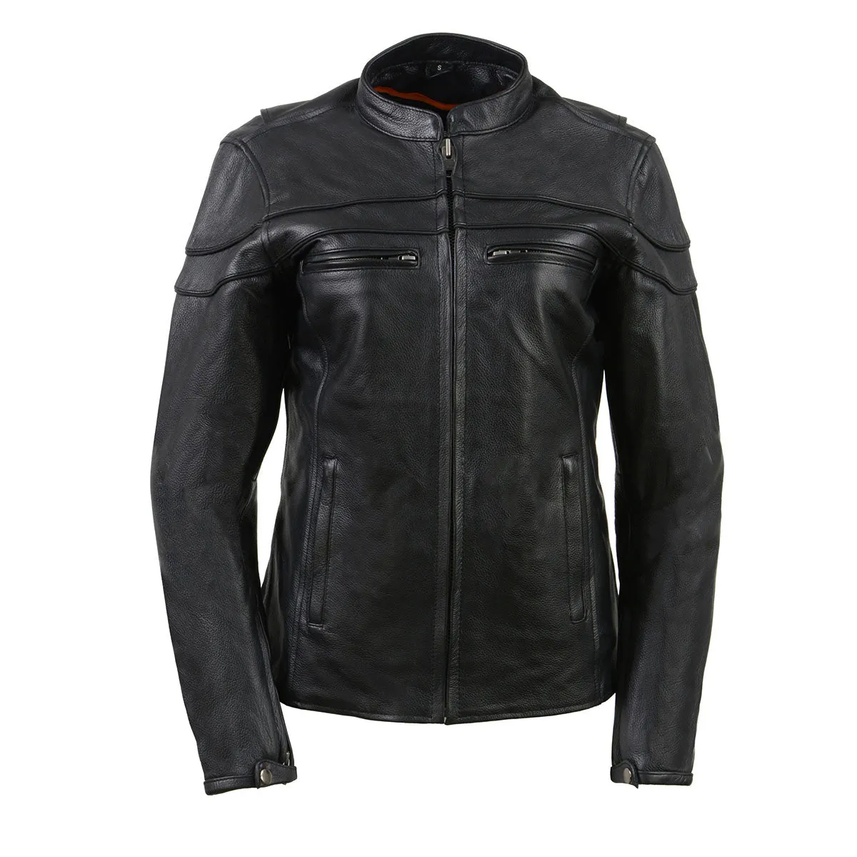 Milwaukee Leather SH8011 Women's Black Leather Sporty Scooter Crossover Biker  Jacket