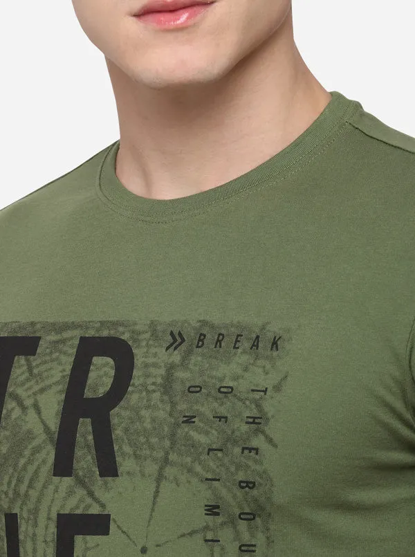 Olive Green Solid Slim Fit T-Shirt | Greenfibre