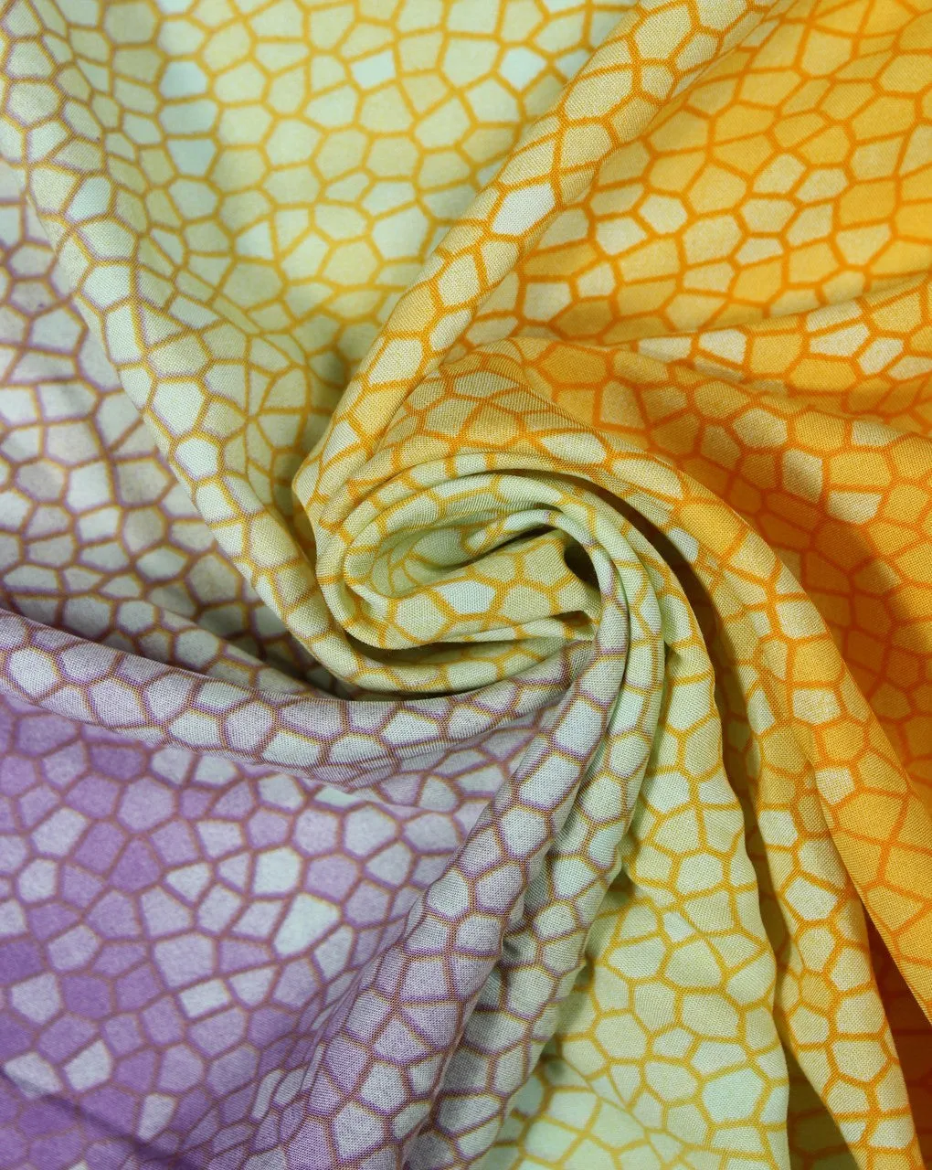 Orange And Multicolor Abstract Design Rayon Fabric