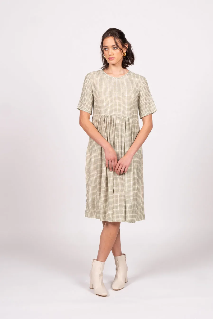 Otama Dress - Sage Grid