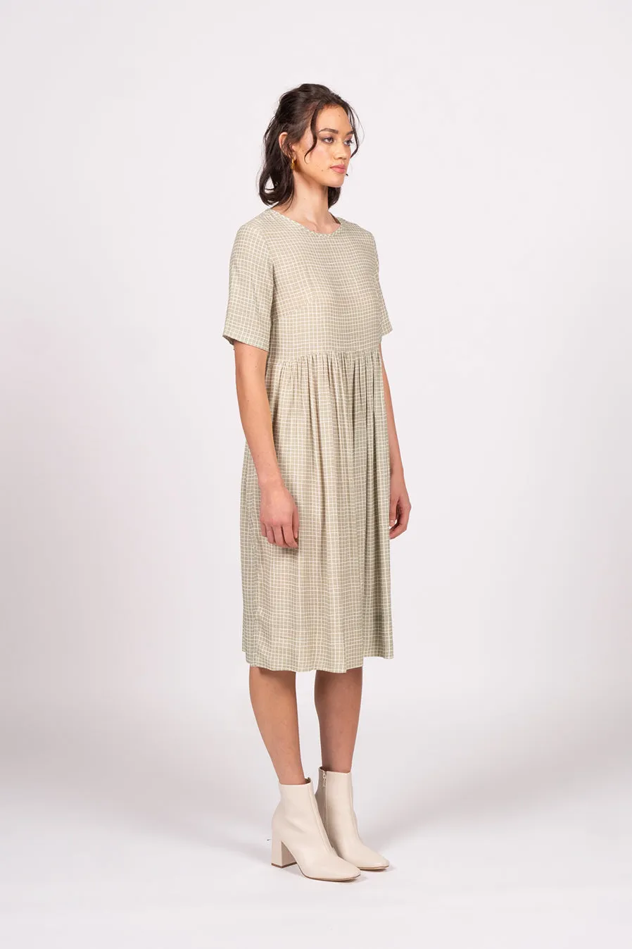 Otama Dress - Sage Grid