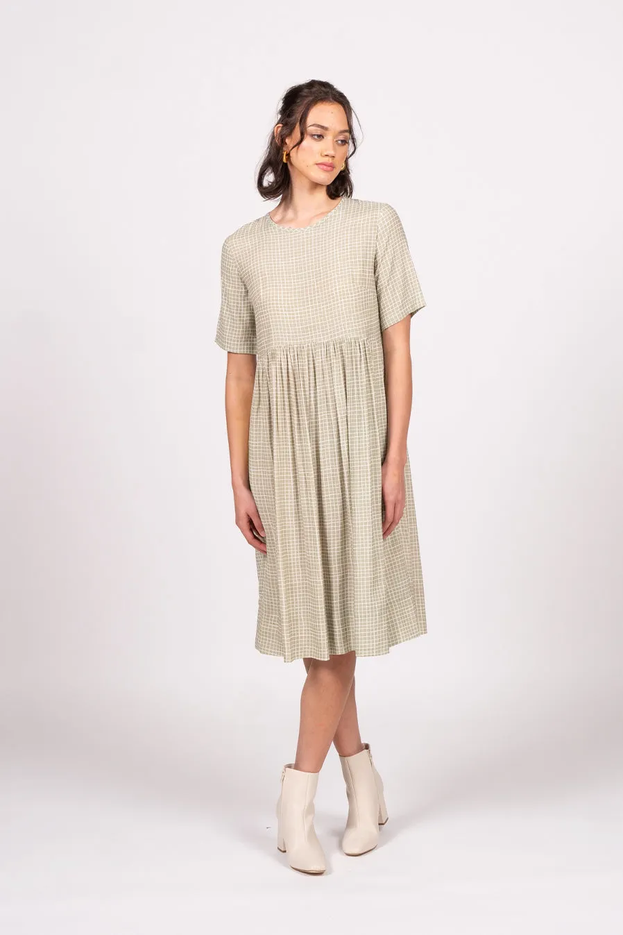 Otama Dress - Sage Grid