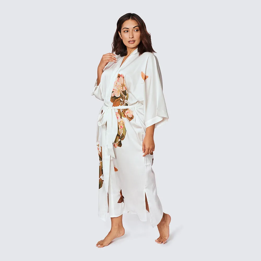 Peony & Butterfly Long Kimono Robe (Plus Size)