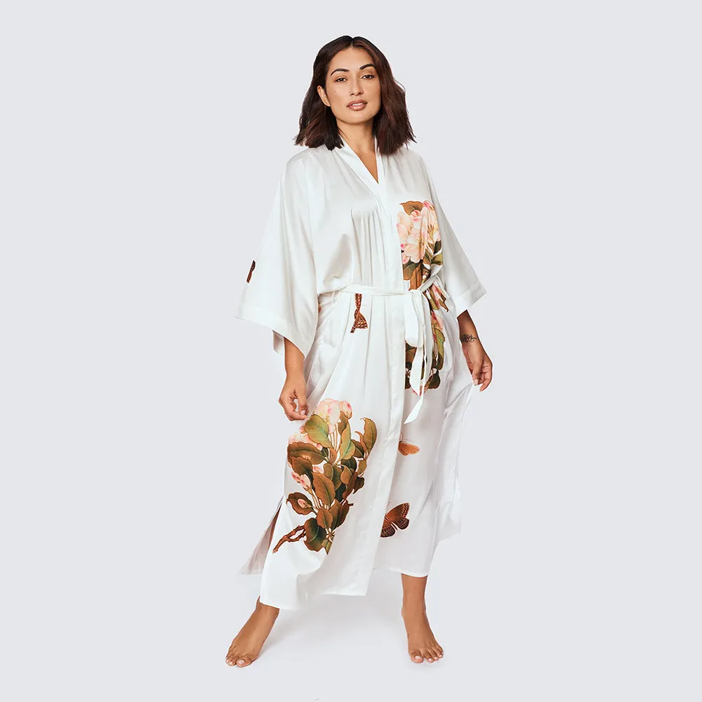 Peony & Butterfly Long Kimono Robe (Plus Size)