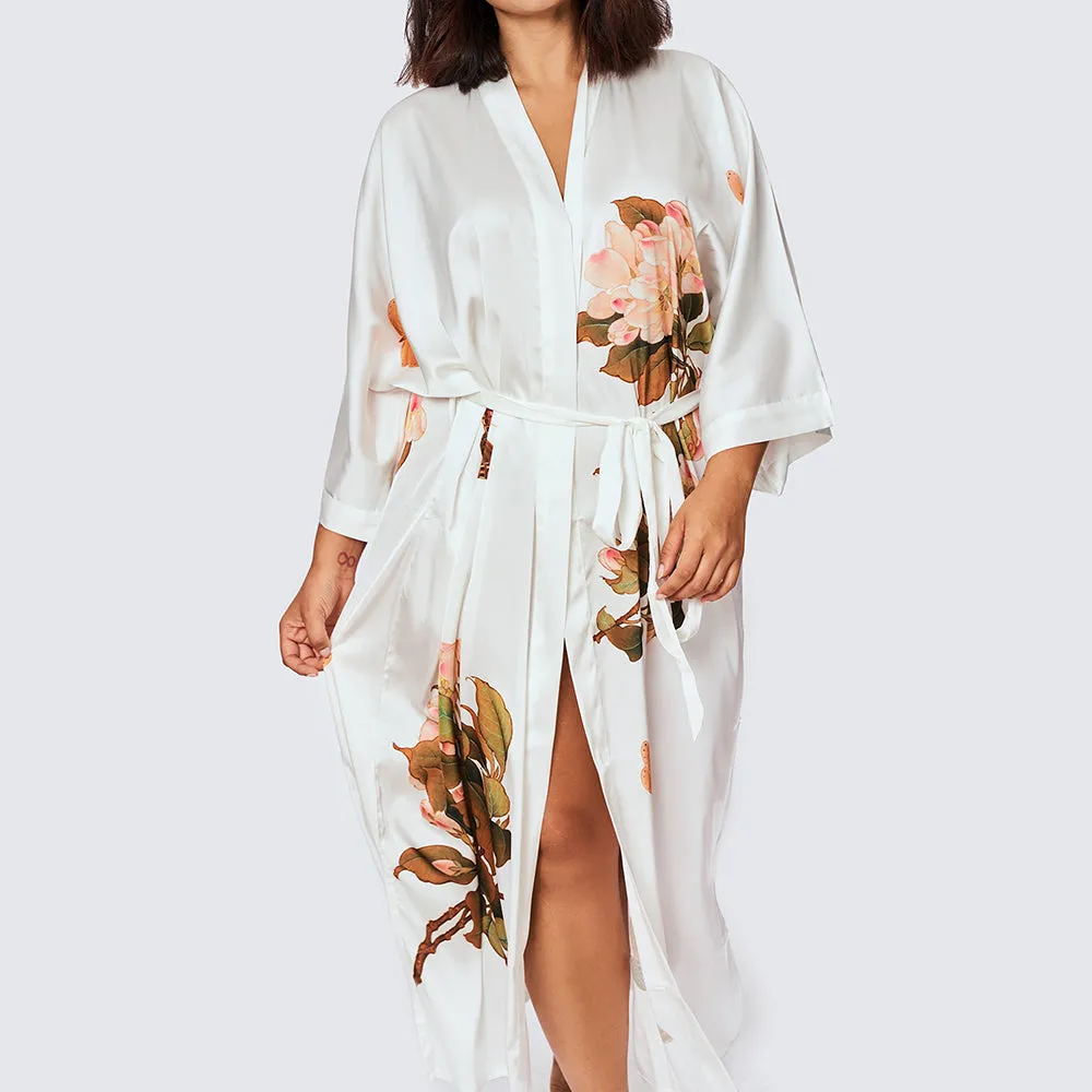 Peony & Butterfly Long Kimono Robe (Plus Size)