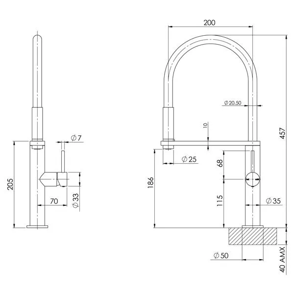 Phoenix Blix Flexible Hose Sink Mixer (Round) - Brushed Nickel