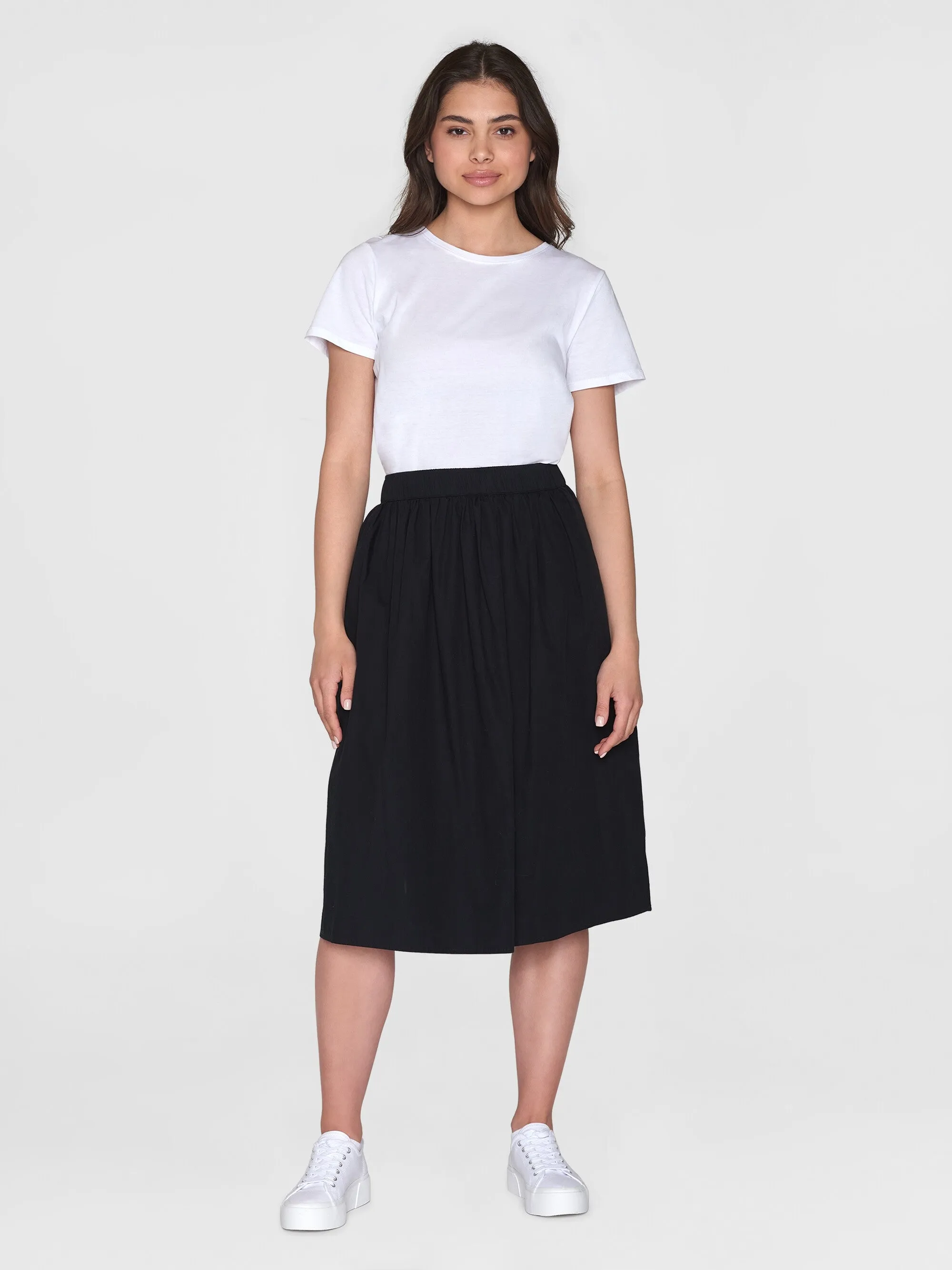 Poplin elastic waist skirt - Black Jet