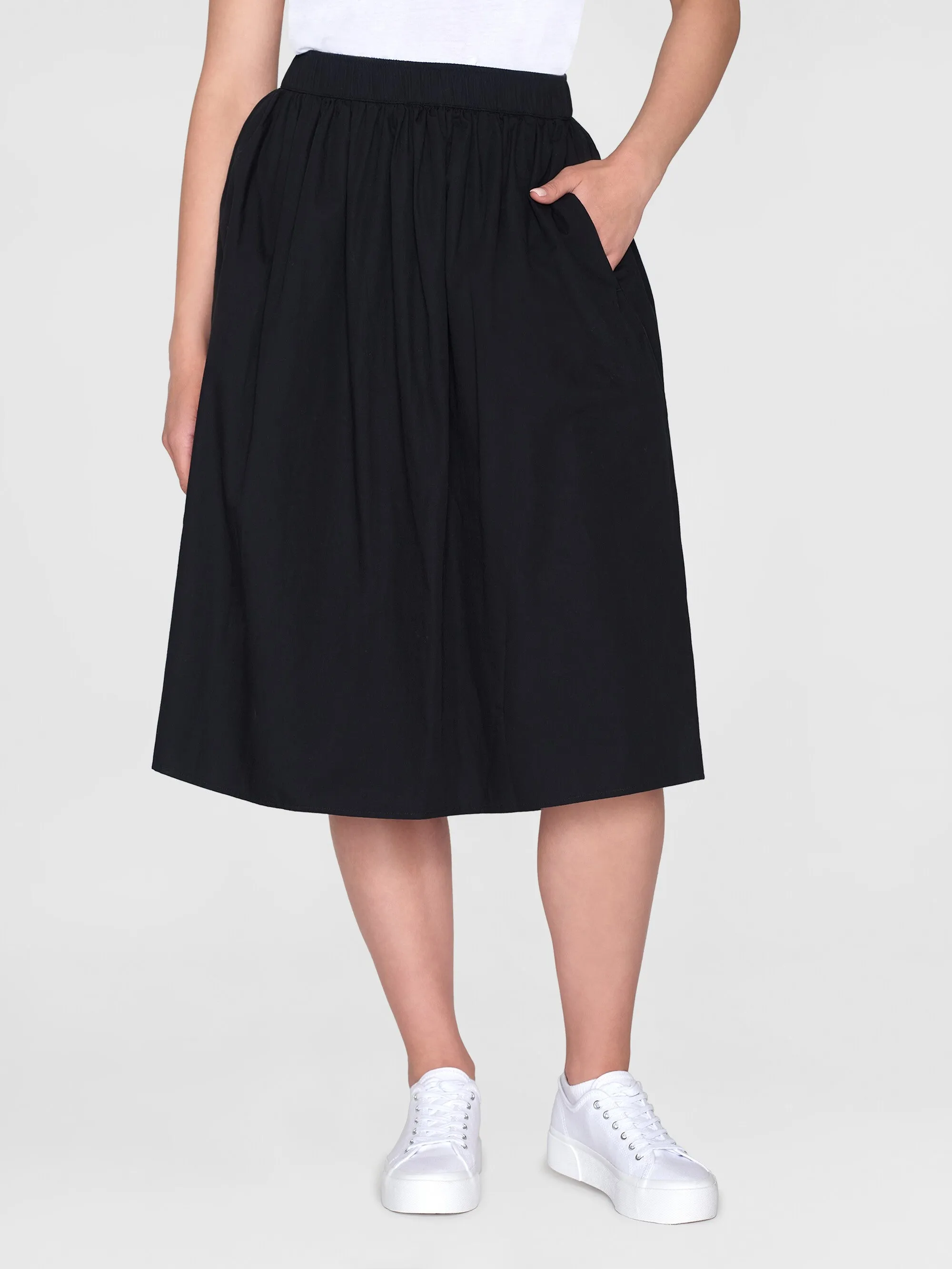 Poplin elastic waist skirt - Black Jet