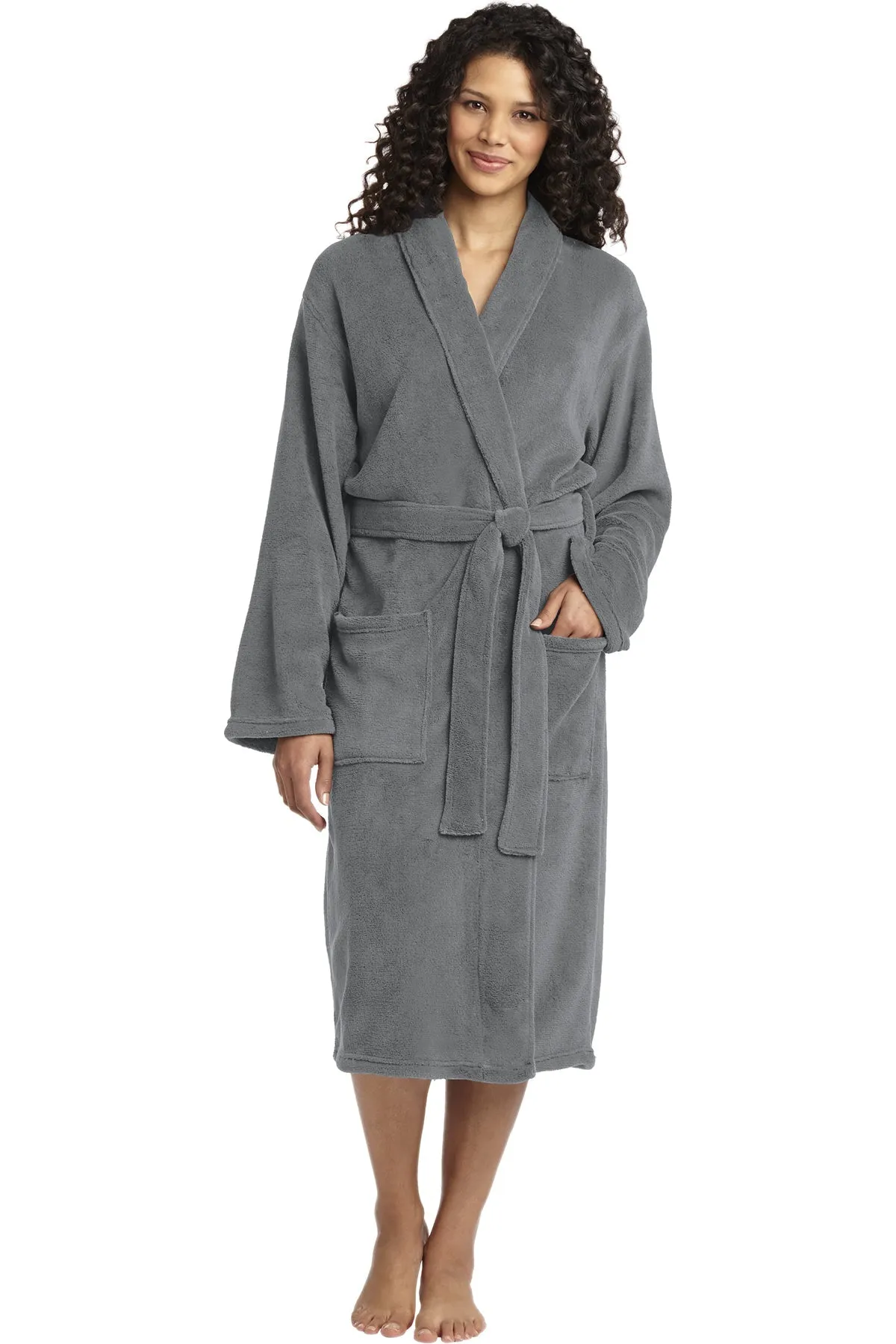 Port Authority Plush Microfleece Custom Shawl Collar Robes, Deep Smoke