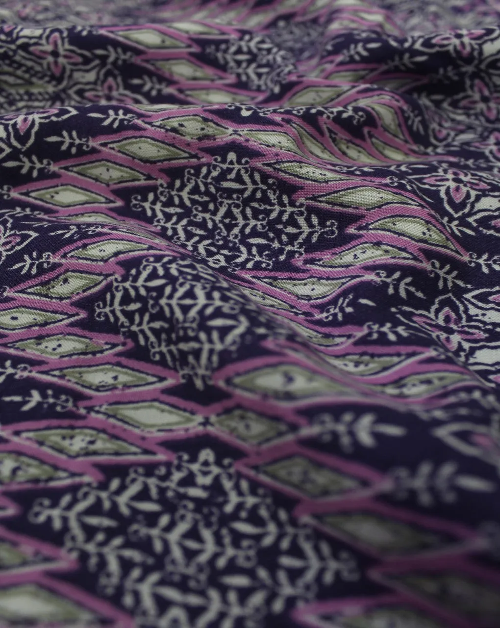 Purple And Multicolor Floral Design Rayon Fabric