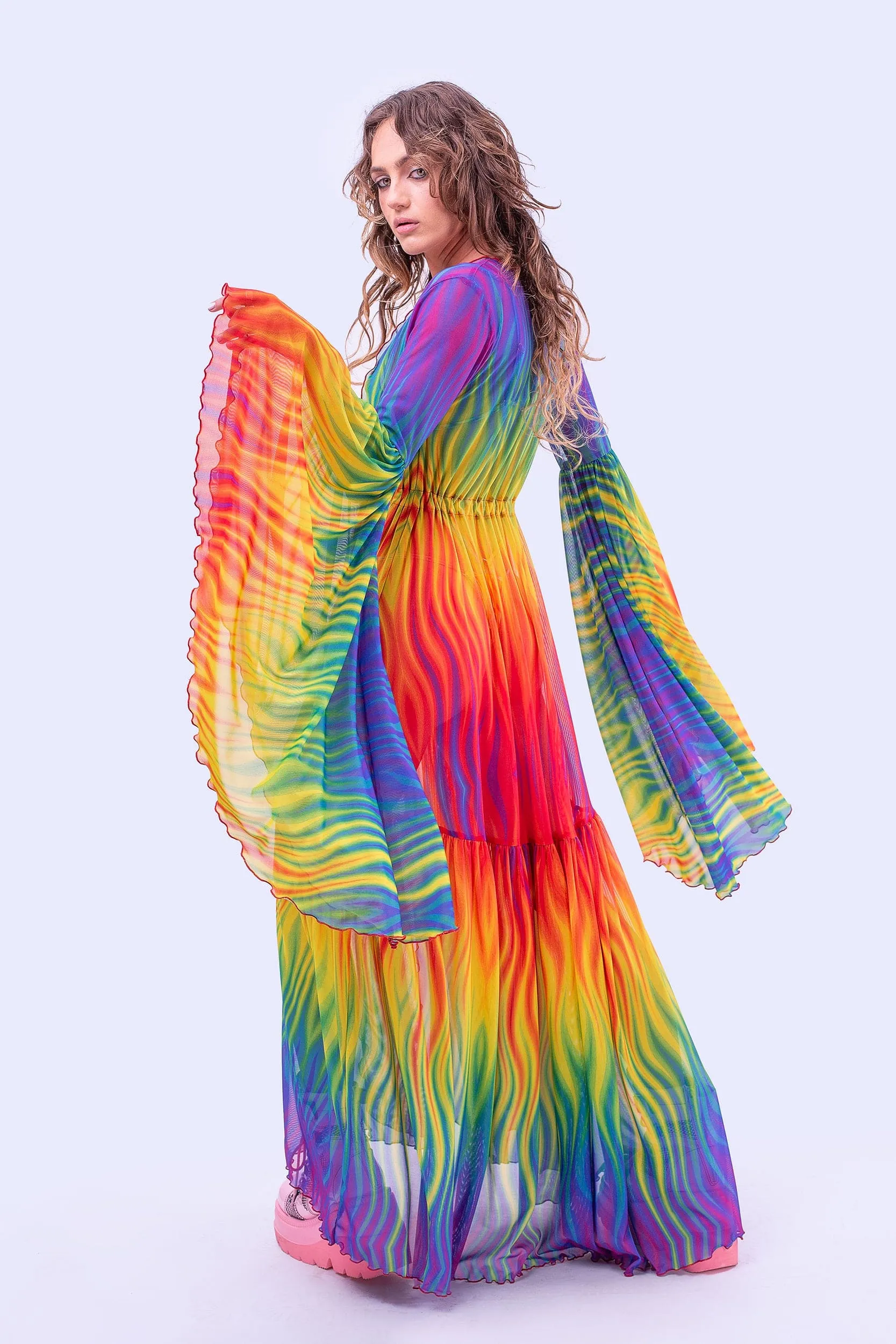 Rainbow Flame Unisex Mesh Duster