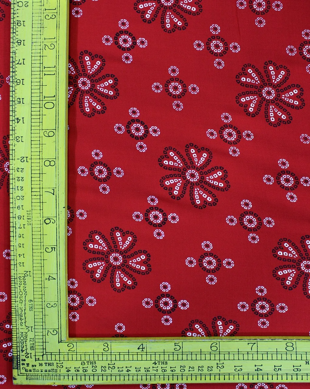 Red And White Floral Design Rayon Fabric