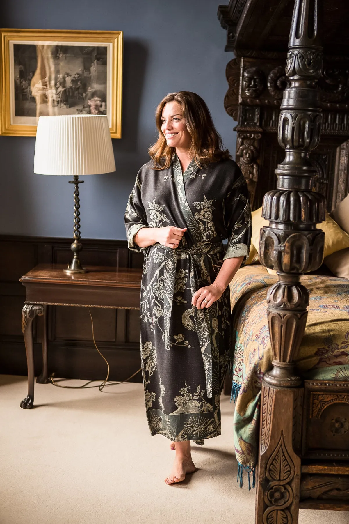 Reversible Dressing Gown in Ebony