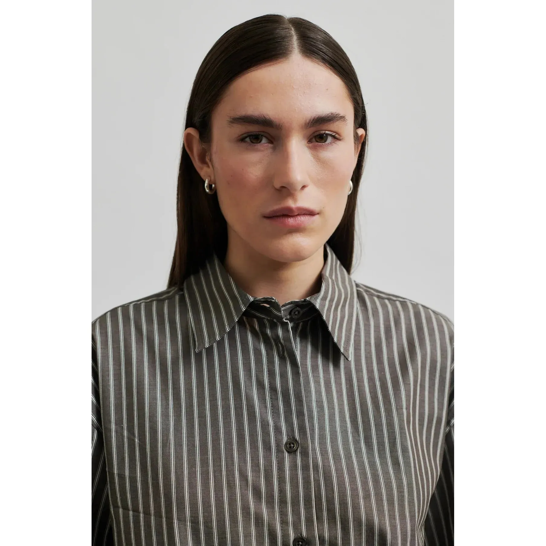 Saka Stripe Oversized Shirt Grey