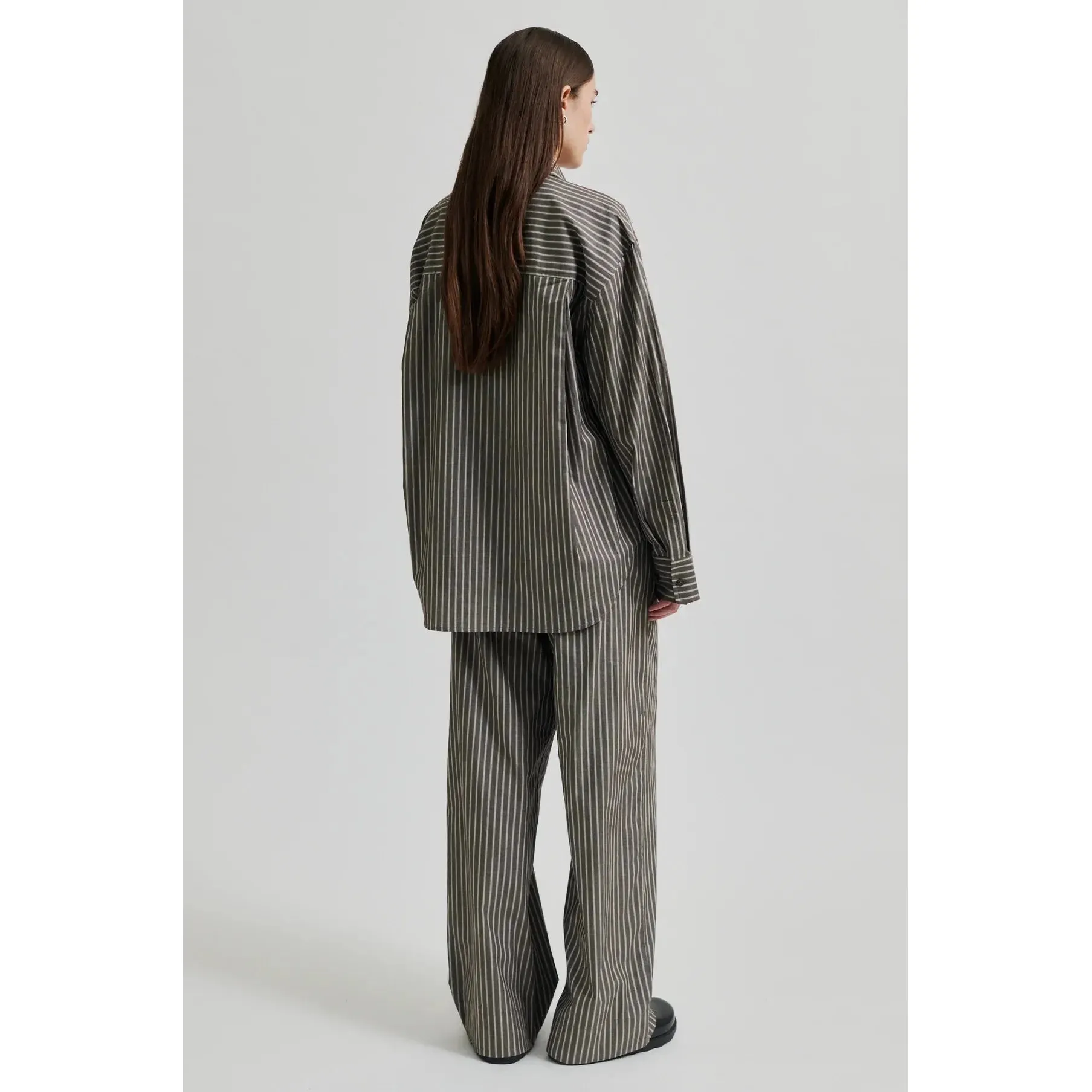 Saka Stripe Oversized Shirt Grey