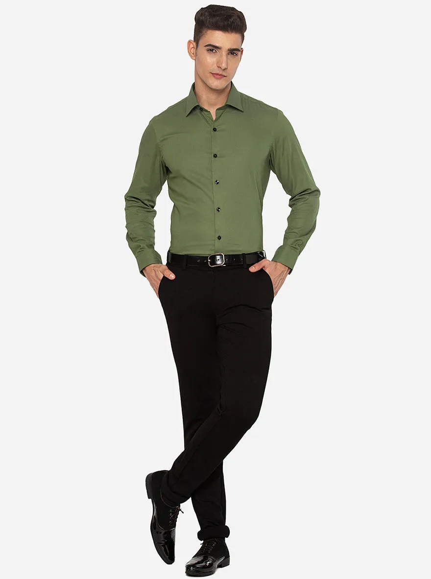 Sea Green Solid Slim Fit Party Wear Shirt | JB Studio