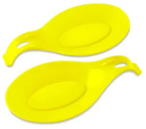 Silicone spoon rest  2 Pack of Yellow and Durable Flexible Spoon Holder Almond Shape