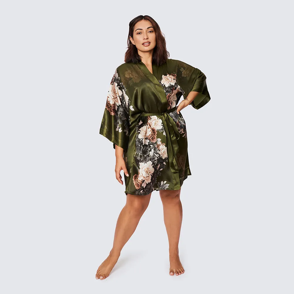 Silk Keina Short Kimono Robe (Plus Size)