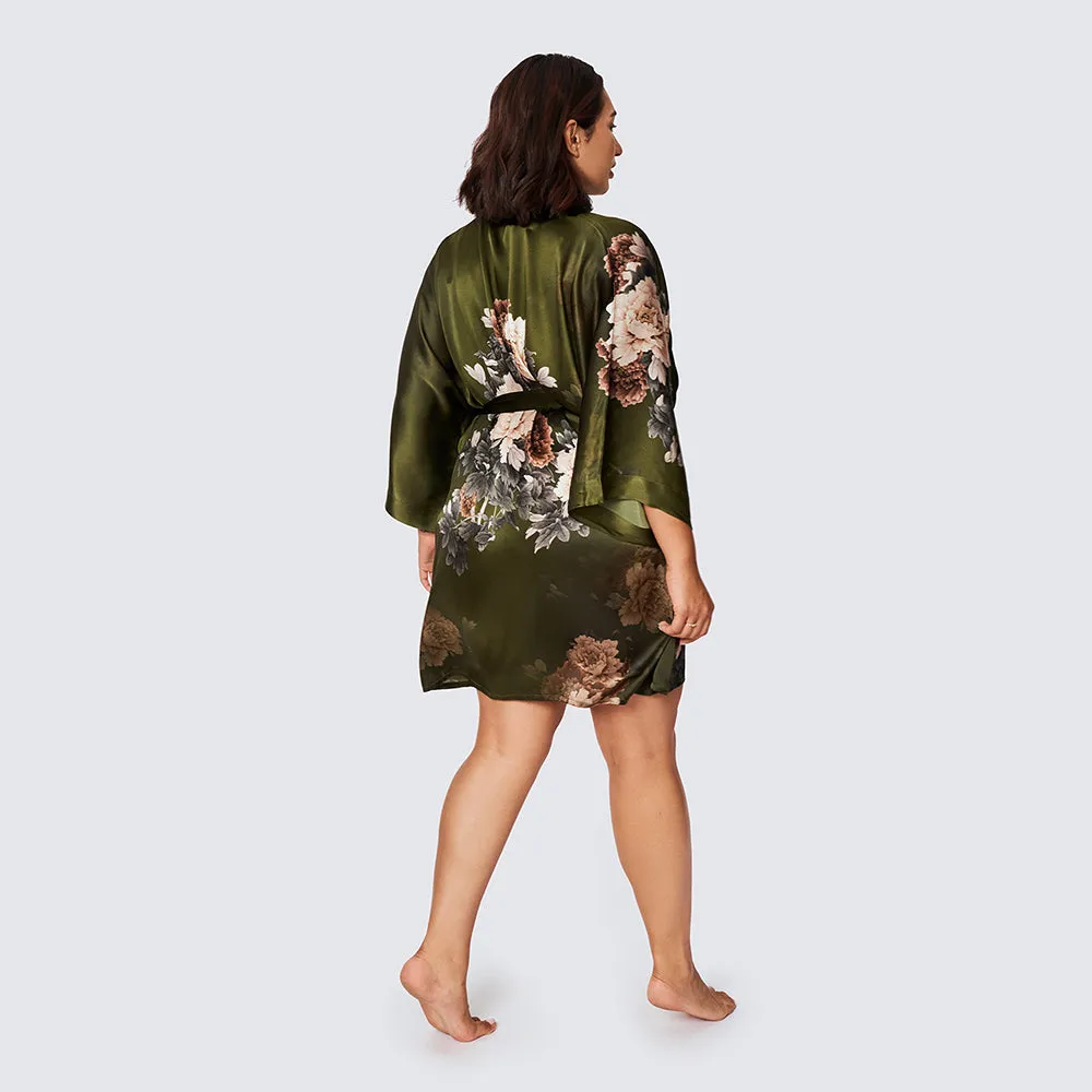 Silk Keina Short Kimono Robe (Plus Size)