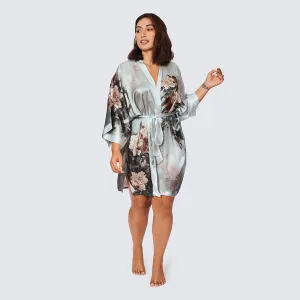 Silk Keina Short Kimono Robe (Plus Size)