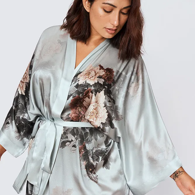 Silk Keina Short Kimono Robe (Plus Size)