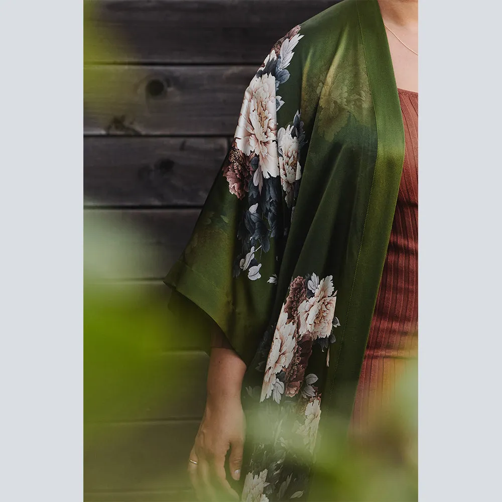 Silk Keina Short Kimono Robe (Plus Size)