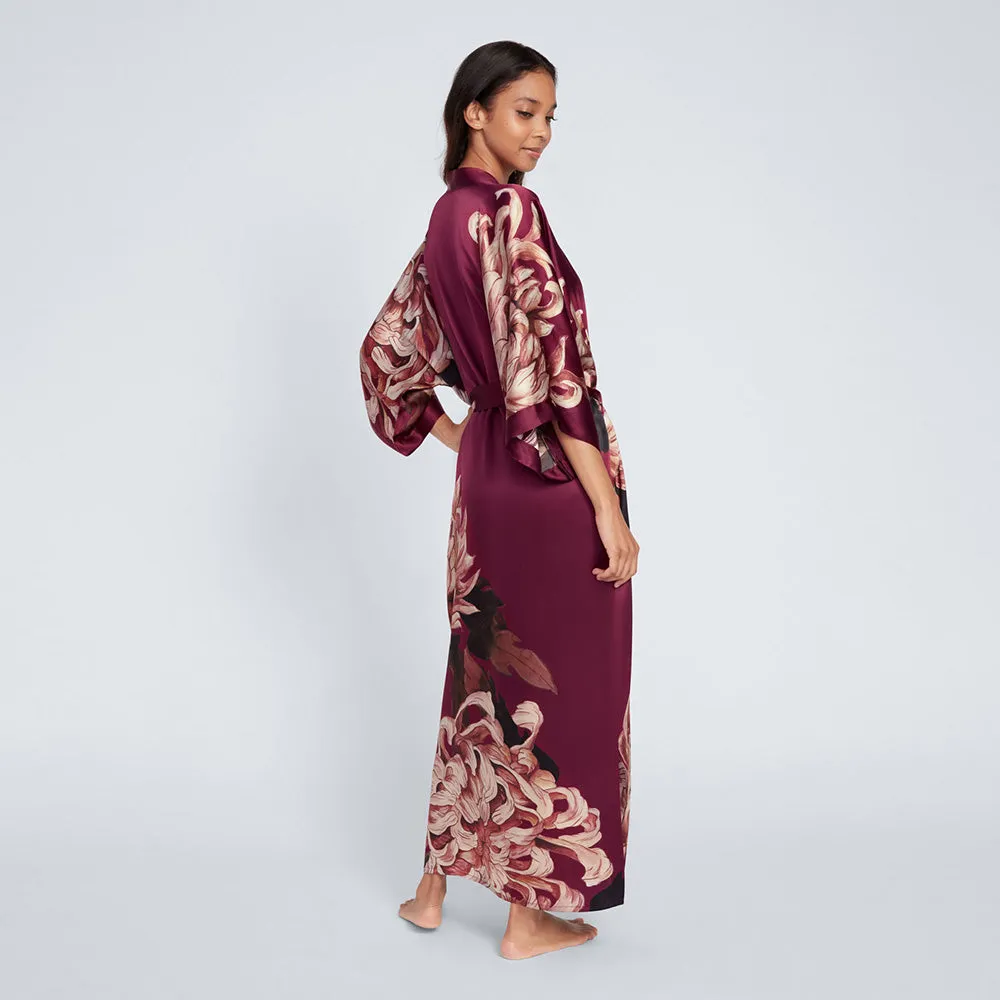 Silk Kiku Long Kimono Robe