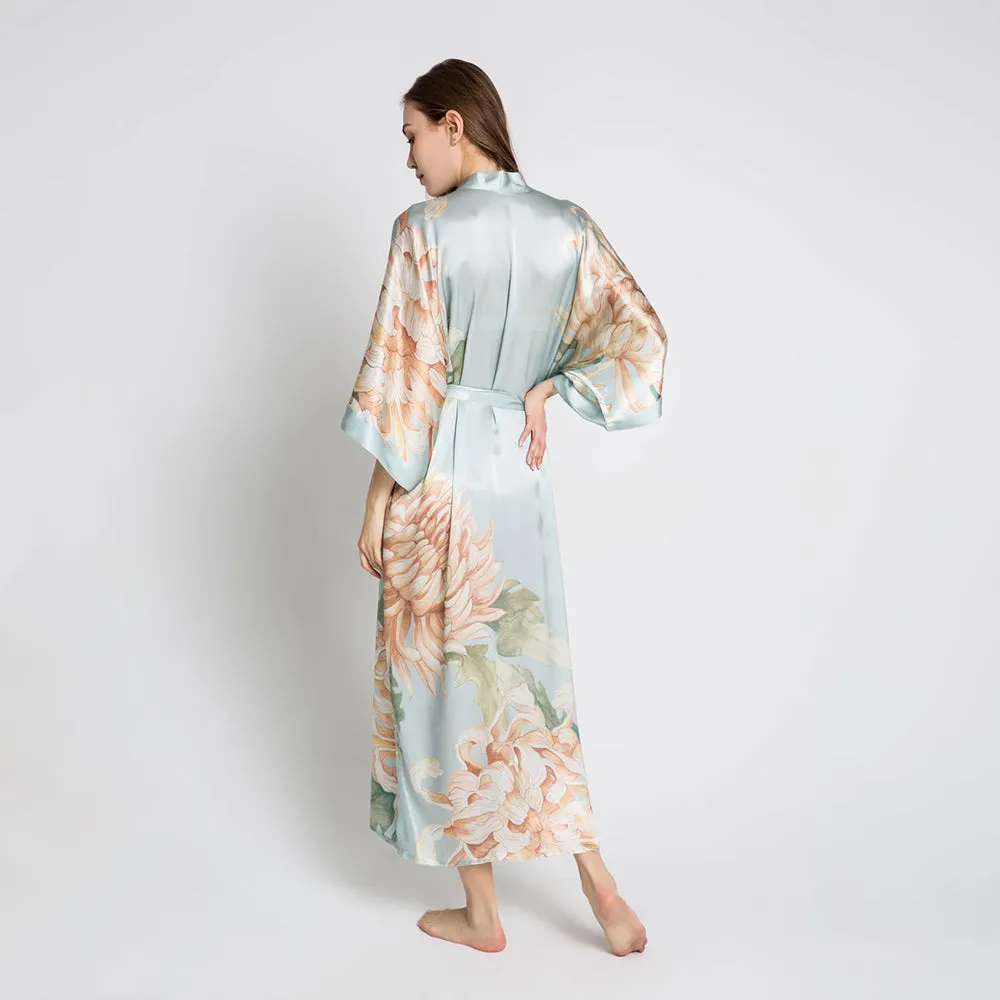 Silk Kiku Long Kimono Robe