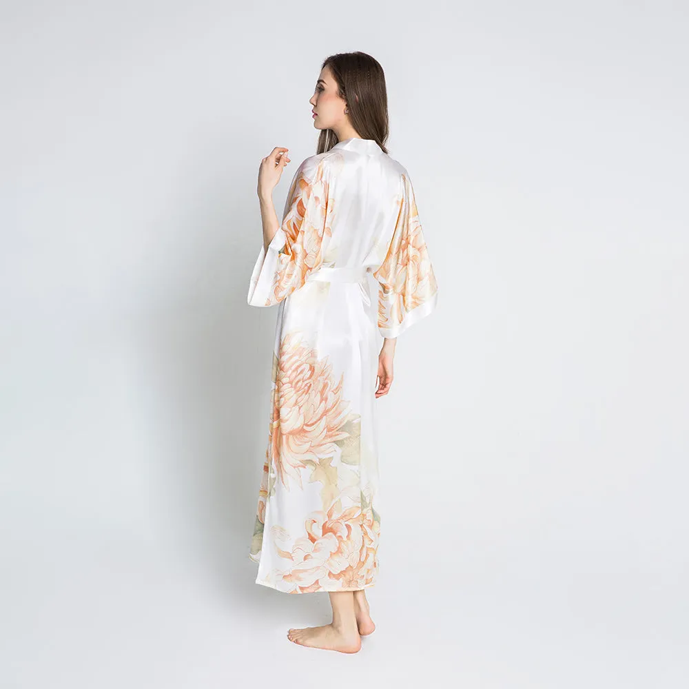 Silk Kiku Long Kimono Robe