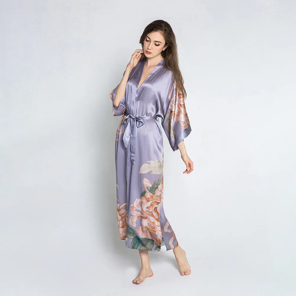 Silk Kiku Long Kimono Robe