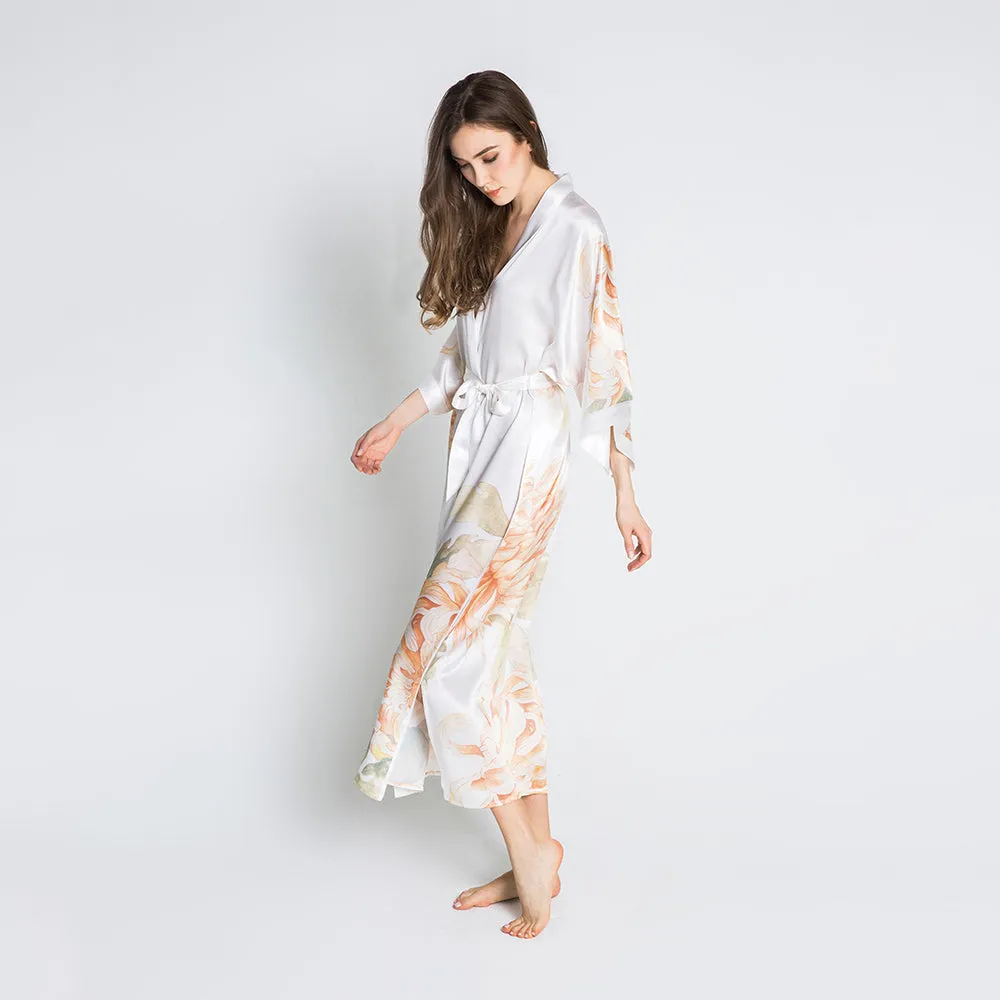 Silk Kiku Long Kimono Robe