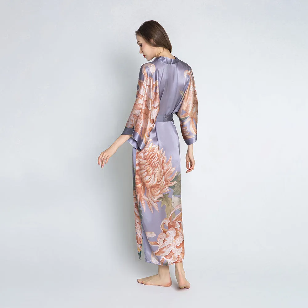 Silk Kiku Long Kimono Robe