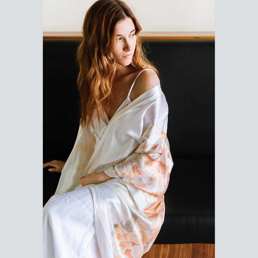 Silk Kiku Long Kimono Robe