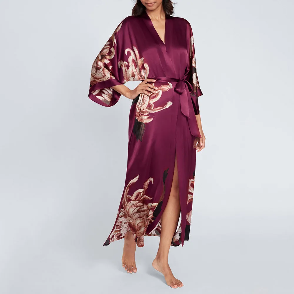 Silk Kiku Long Kimono Robe