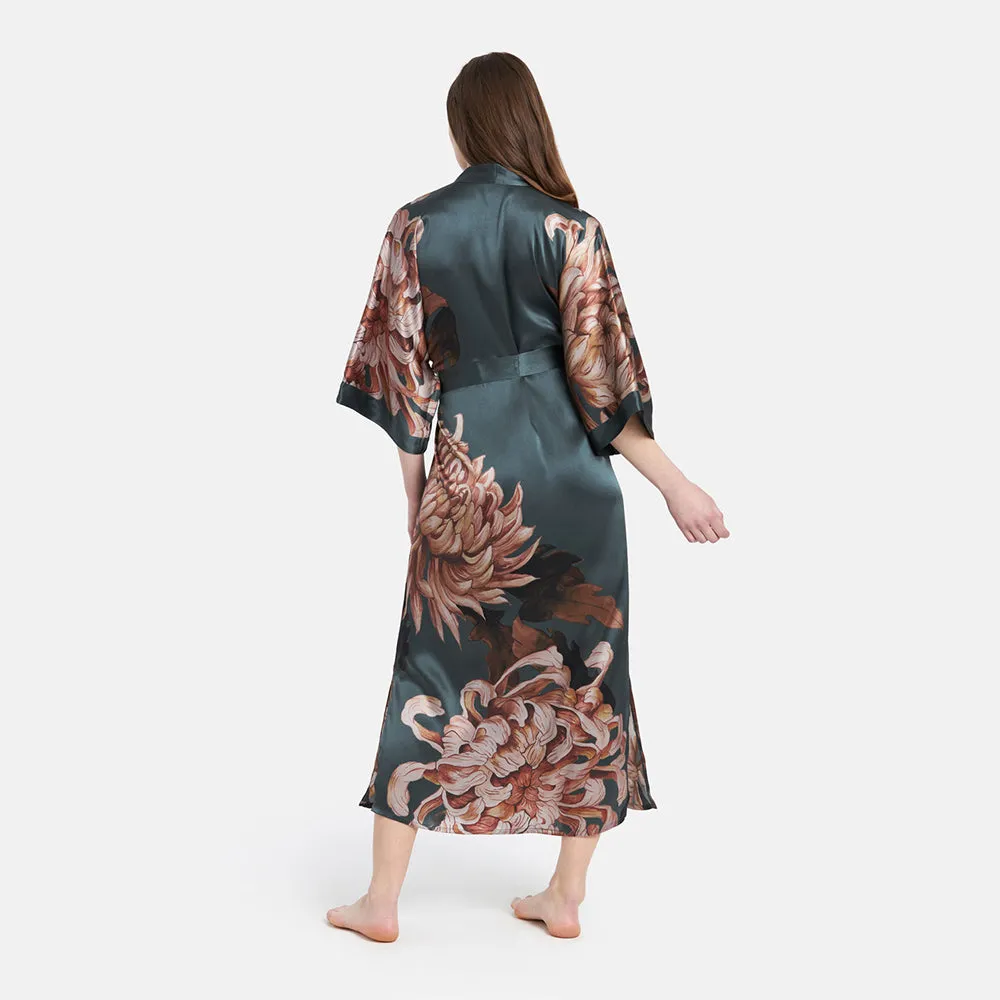 Silk Kiku Long Kimono Robe