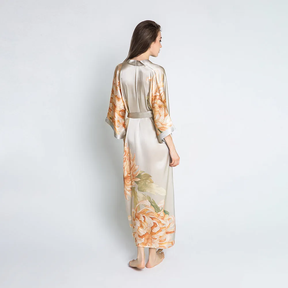 Silk Kiku Long Kimono Robe